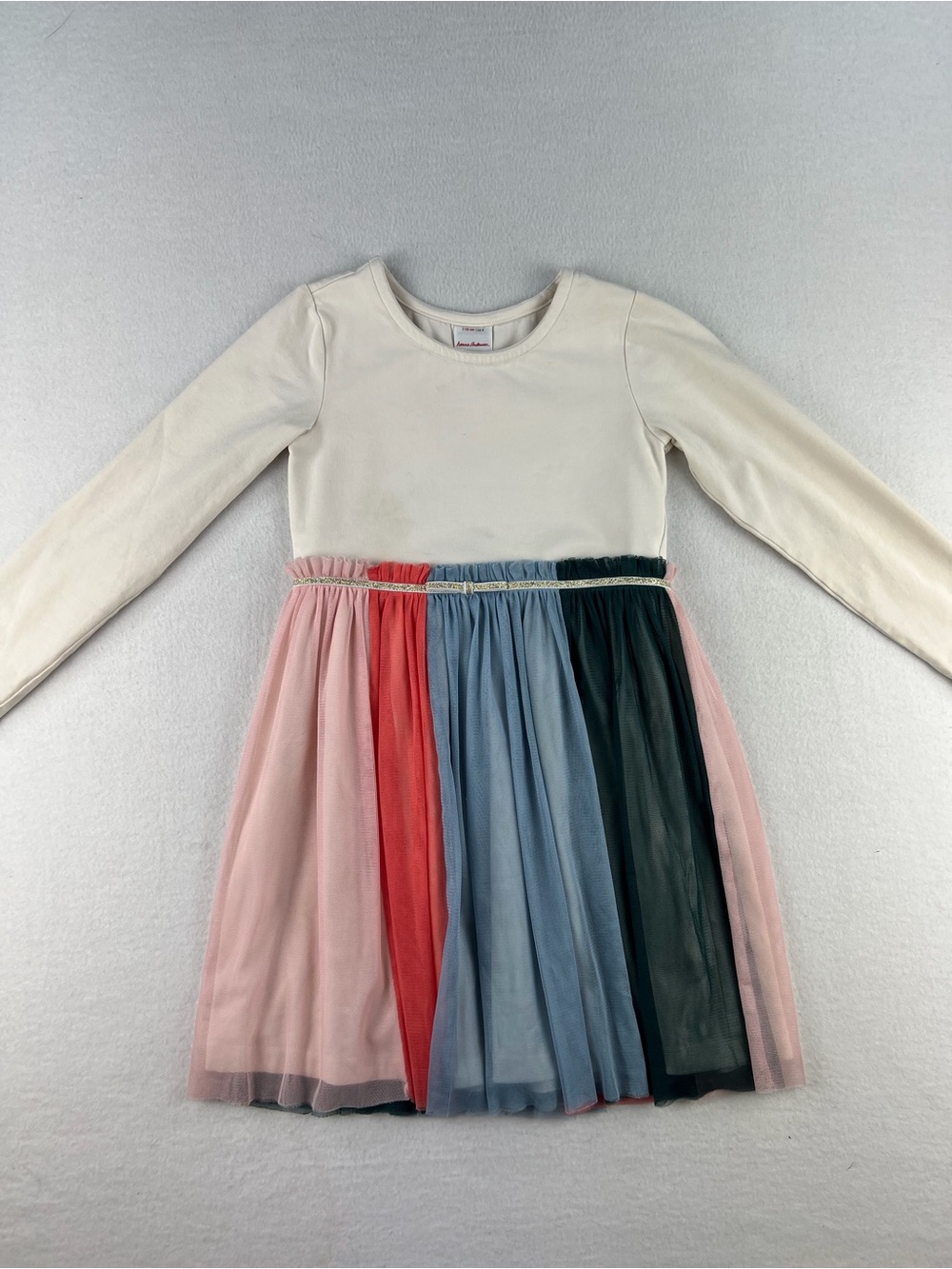 Hanna Andersson Long Sleeve Rainbow Dress Soft Tulle Paneled Skirt Size 5